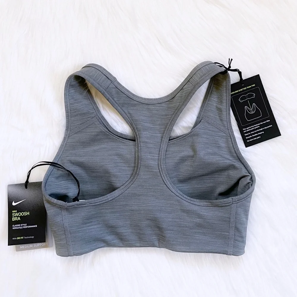 Nike Women’s Dri-Fit Swoosh Grey Sports Bra - Picture 4 of 8